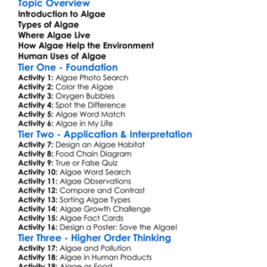 Algae And Their Roles Worksheet Activity Booklet