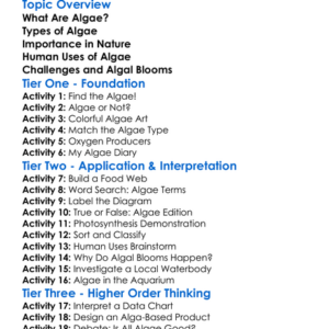 Algae And Their Significance Worksheet Activity Booklet