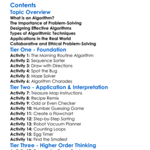 Algorithm Design And Problem-Solving Techniques Worksheet Activity Booklet