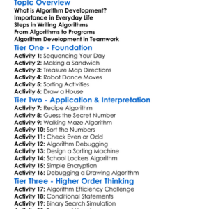Algorithm Development Worksheet Activity Booklet