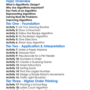 Algorithmic Design Worksheet Activity Booklet