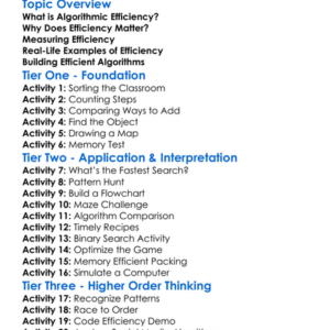 Algorithmic Efficiency Worksheet Activity Booklet