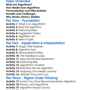 Algorithmic Influence On Media Worksheet Activity Booklet