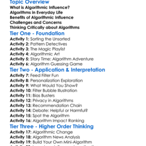 Algorithmic Influence Worksheet Activity Booklet
