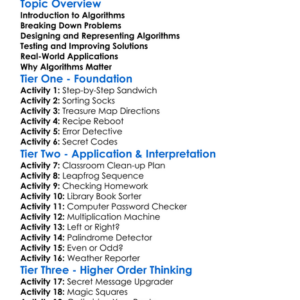 Algorithmic Problem Solving Worksheet Activity Booklet