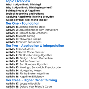 Algorithmic Thinking Worksheet Activity Booklet