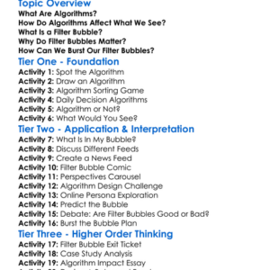 Algorithms And Filter Bubbles Worksheet Activity Booklet