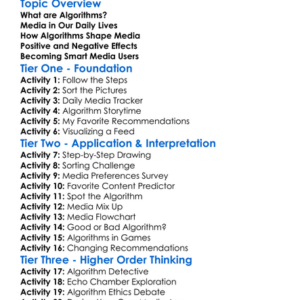 Algorithms And Media Worksheet Activity Booklet
