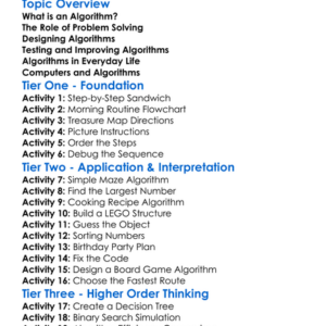 Algorithms And Problem Solving Worksheet Activity Booklet