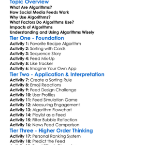 Algorithms And Social Media Feeds Worksheet Activity Booklet