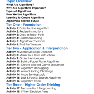 Algorithms Worksheet Activity Booklet