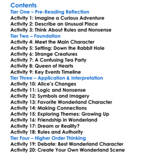 Alices Adventures In Wonderland Lewis Carroll Worksheet Activity Booklet