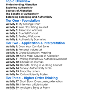 Alienation And Authenticity Worksheet Activity Booklet