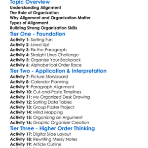 Alignment And Organization Worksheet Activity Booklet