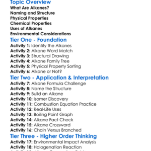 Alkanes Worksheet Activity Booklet