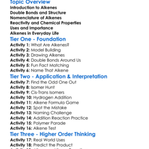 Alkenes Worksheet Activity Booklet