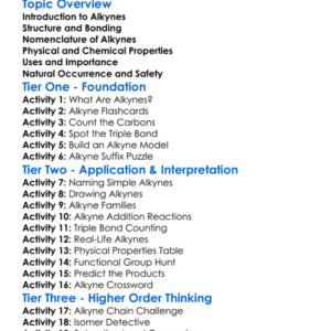 Alkynes Worksheet Activity Booklet