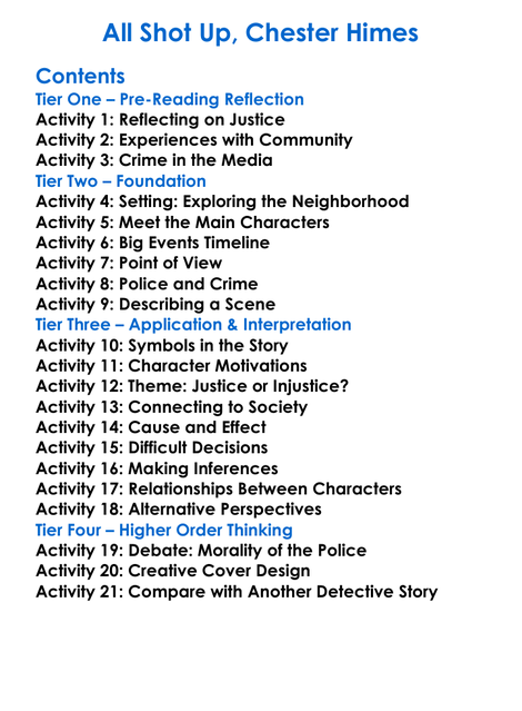 All Shot Up Chester Himes Worksheet Activity Booklet