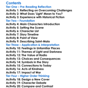 All The Light We Cannot See Anthony Doerr Worksheet Activity Booklet