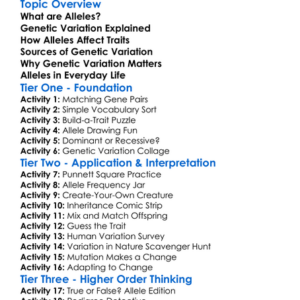 Alleles And Genetic Variation Worksheet Activity Booklet