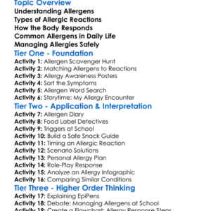 Allergens And Allergic Reactions Worksheet Activity Booklet