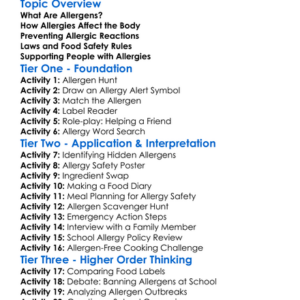 Allergens And Food Safety Worksheet Activity Booklet