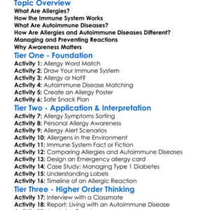 Allergies And Autoimmune Diseases Worksheet Activity Booklet