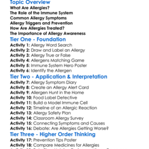 Allergies And Immune Response Worksheet Activity Booklet