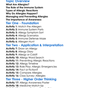 Allergies And Immune Responses Worksheet Activity Booklet