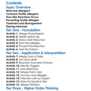 Allergies And Skin Reactions To Textiles Worksheet Activity Booklet