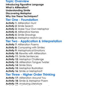 Alliteration Simile And Metaphor Worksheet Activity Booklet