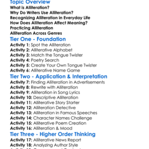 Alliteration Worksheet Activity Booklet