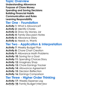 Allowance And Chore Money Worksheet Activity Booklet