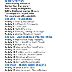 Allowance And Earning Money Worksheet Activity Booklet