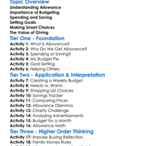 Allowance And Managing Money Worksheet Activity Booklet