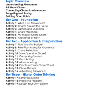 Allowances And Chores Worksheet Activity Booklet