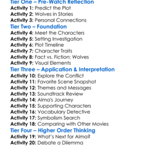 Alma  The Wolf 2025 Worksheet Activity Booklet