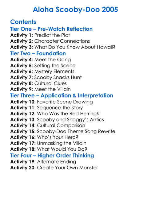 Aloha Scooby-Doo 2005 Worksheet Activity Booklet