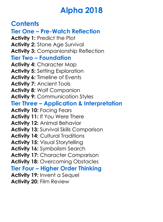 Alpha 2018 Worksheet Activity Booklet