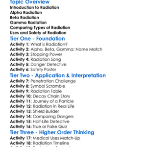 Alpha Beta And Gamma Radiation Worksheet Activity Booklet