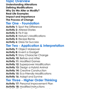 Alterations And Modifications Worksheet Activity Booklet