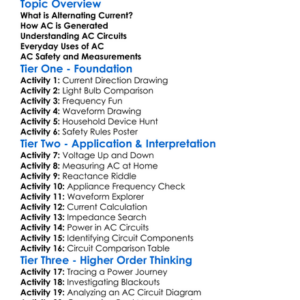 Alternating Current Ac Circuits Worksheet Activity Booklet