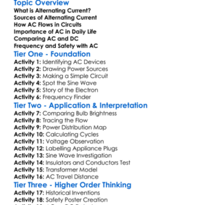 Alternating Current Ac Worksheet Activity Booklet