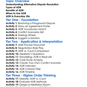 Alternative Dispute Resolution Worksheet Activity Booklet
