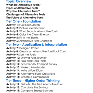 Alternative Fuels Worksheet Activity Booklet