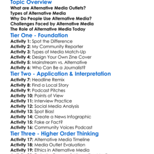 Alternative Media Outlets Worksheet Activity Booklet