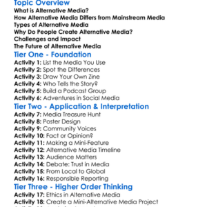 Alternative Media Worksheet Activity Booklet