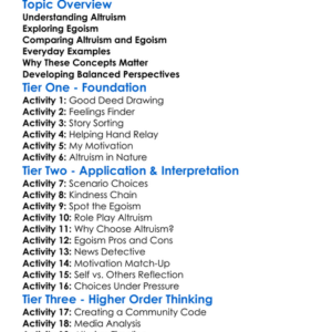 Altruism And Egoism Worksheet Activity Booklet