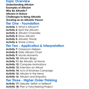 Altruism Worksheet Activity Booklet