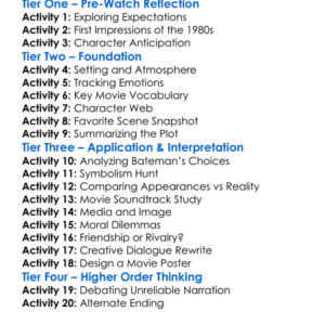 American Psycho 2000 Worksheet Activity Booklet